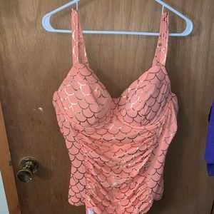 Torrid mermaid gold accent swim suit